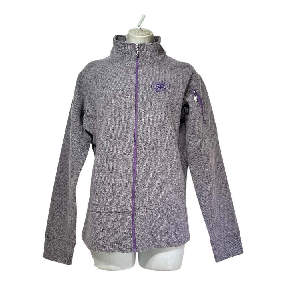 Straight Down Purple Full Zip Wool Mock Neck Golf Jacket Size L